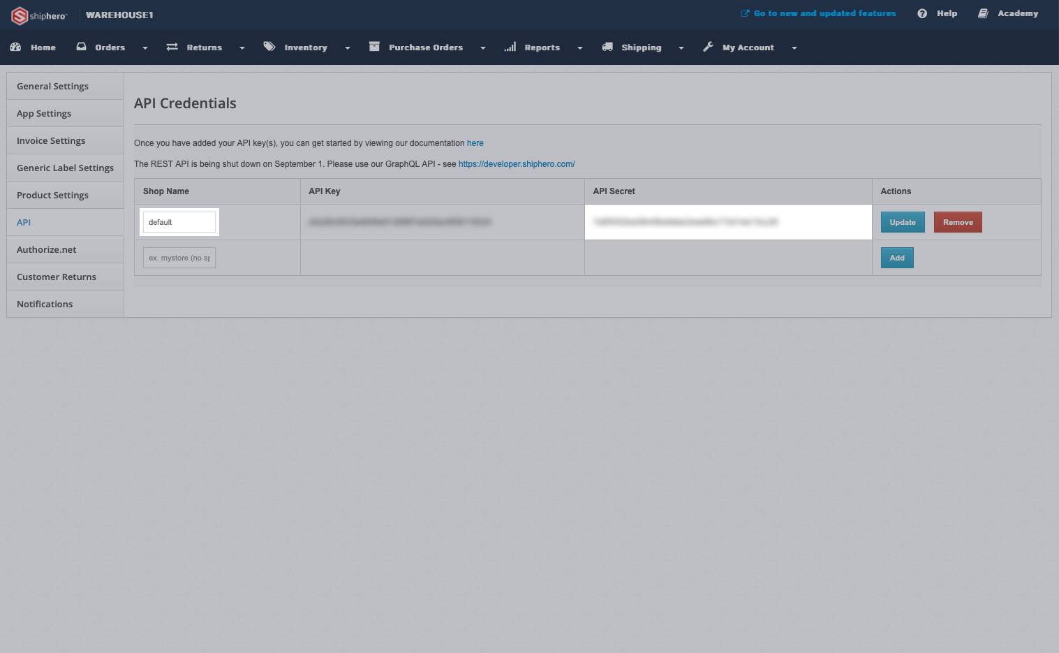 ShipHero - Obtain default API Secret ShipHero - Obtain default API Secret