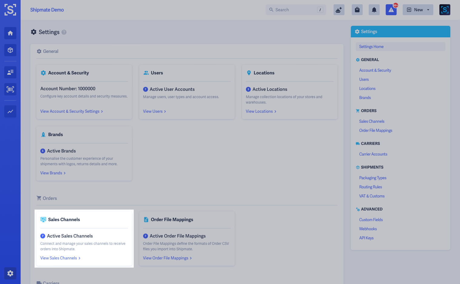 Shipmate - Settings - Sales Channels Shipmate - Settings - Sales Channels