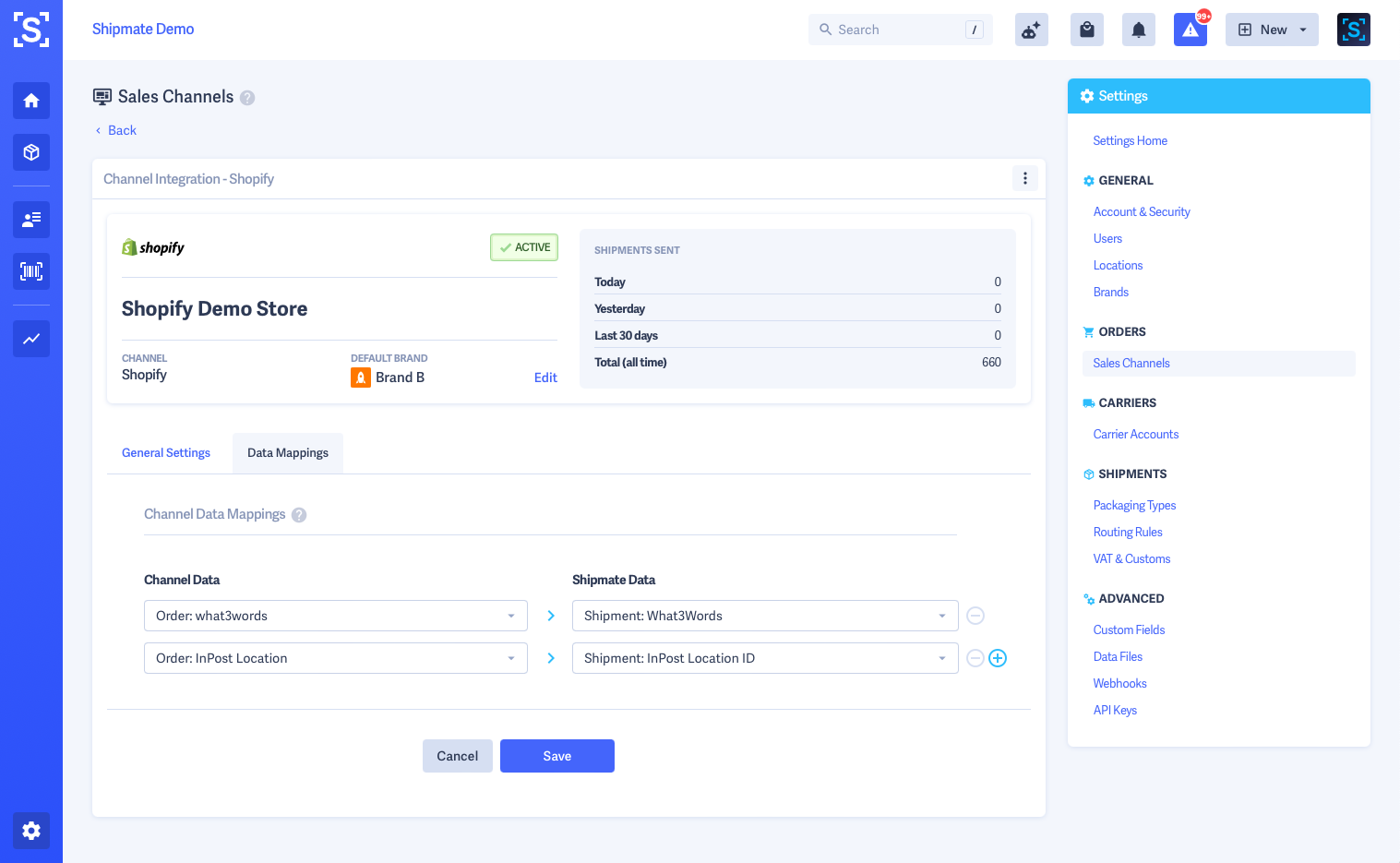 Shipmate - Shopify Channel Data Mappings Shipmate - Shopify Channel Data Mappings