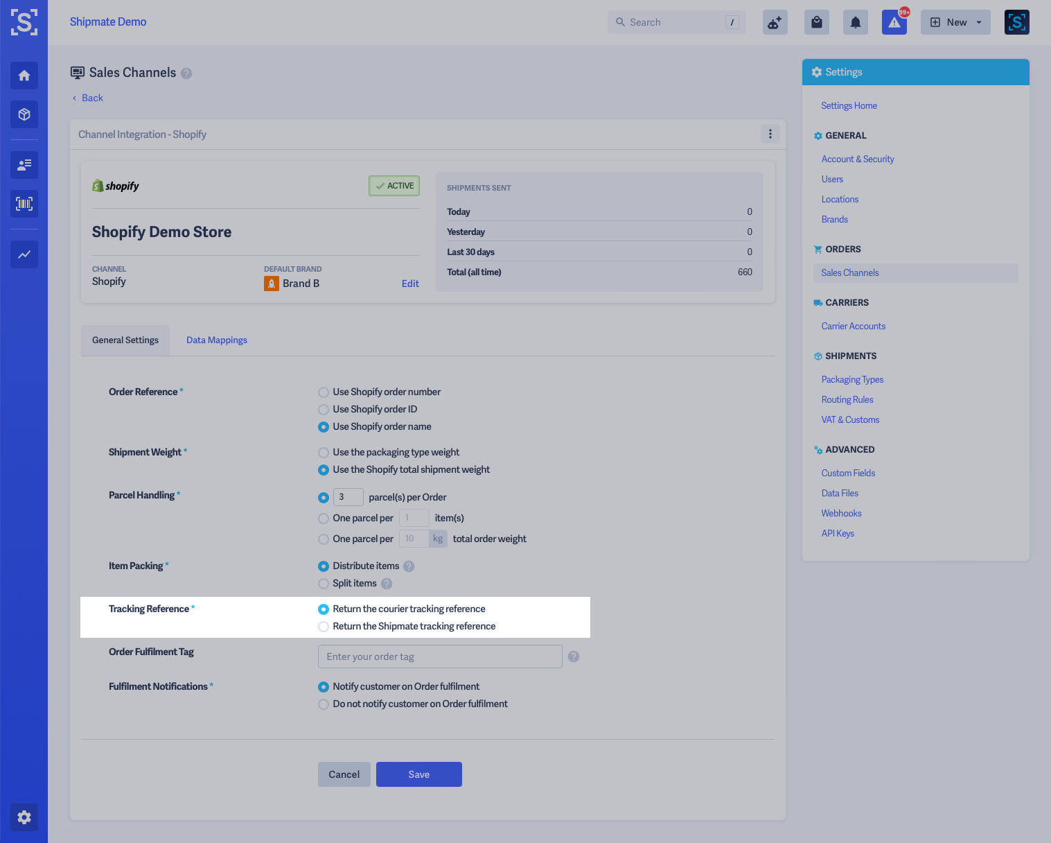 Shipmate - Shopify - Tracking Reference Options Shipmate - Shopify - Tracking Reference Options