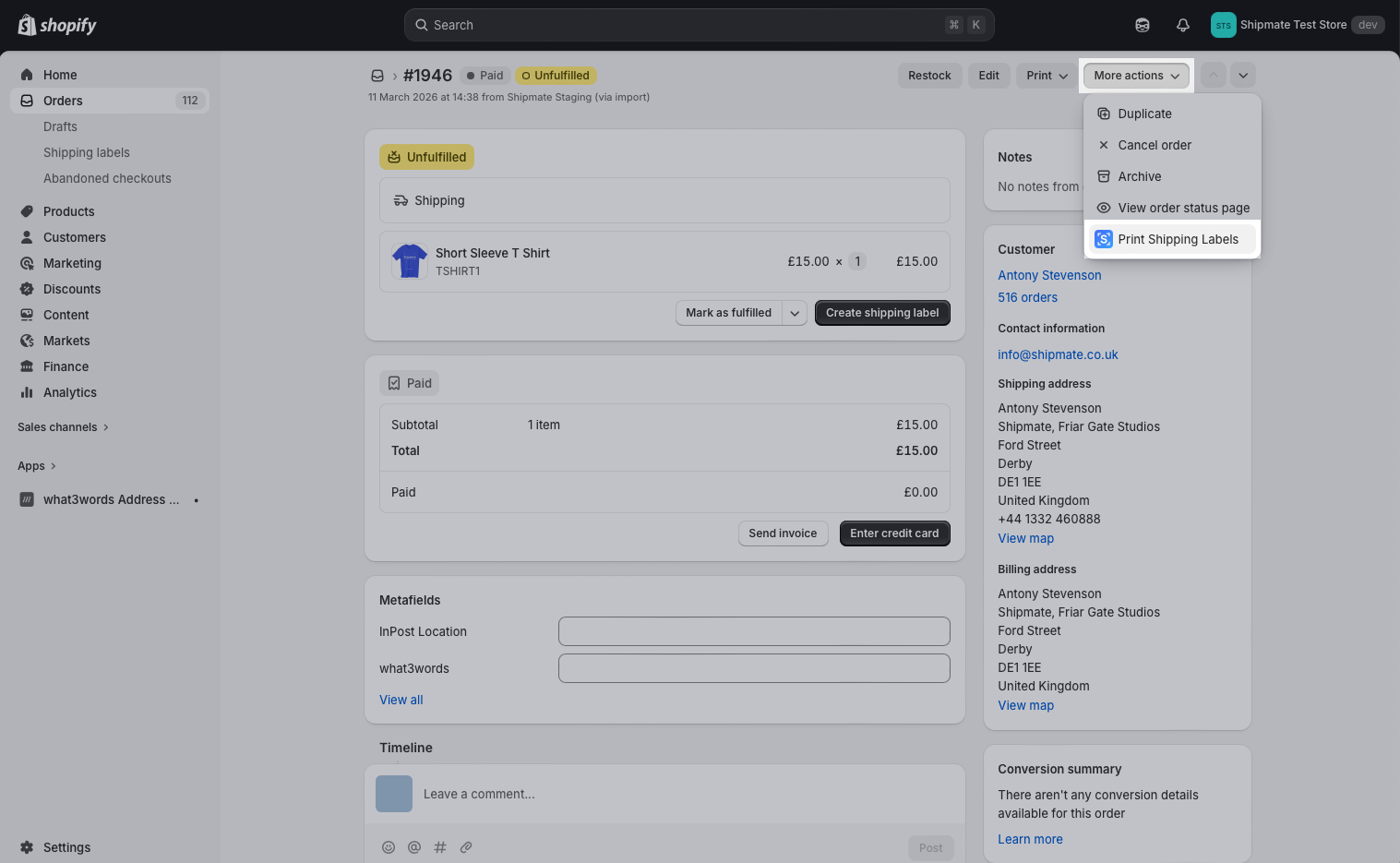 Shopify - Print Shipping Labels