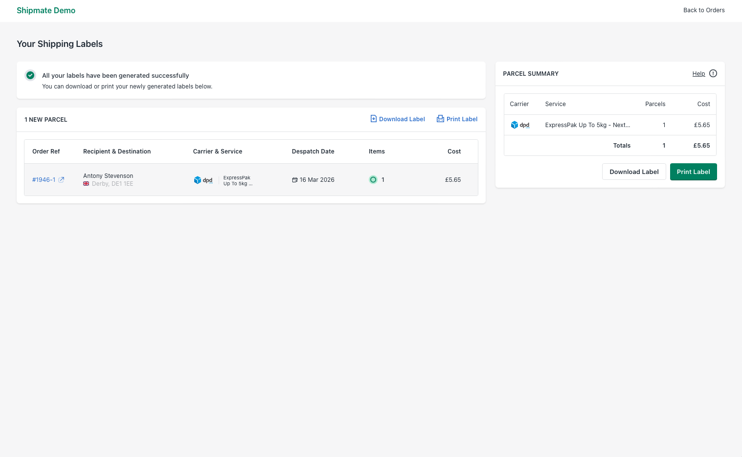 Shopify - Processed Orders