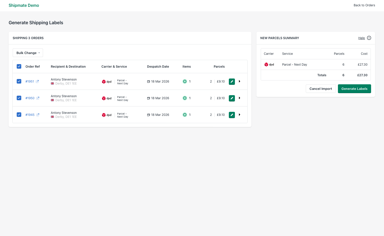 Shipmate - Shopify - Bulk Updating Shipment Details