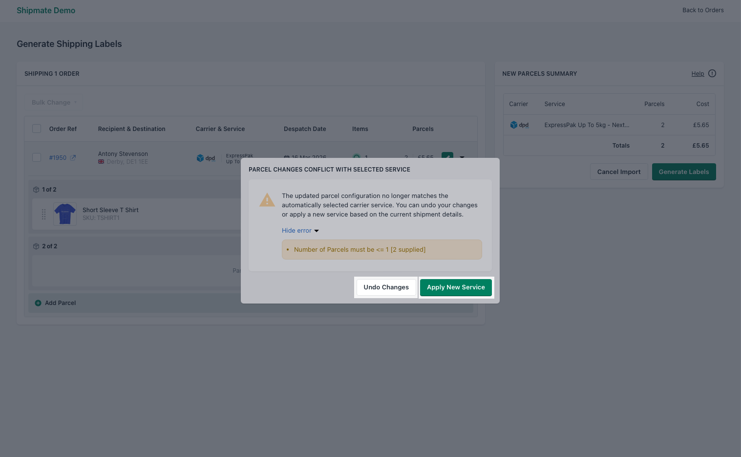 Shipmate - Shopify - Update Delivery Address
