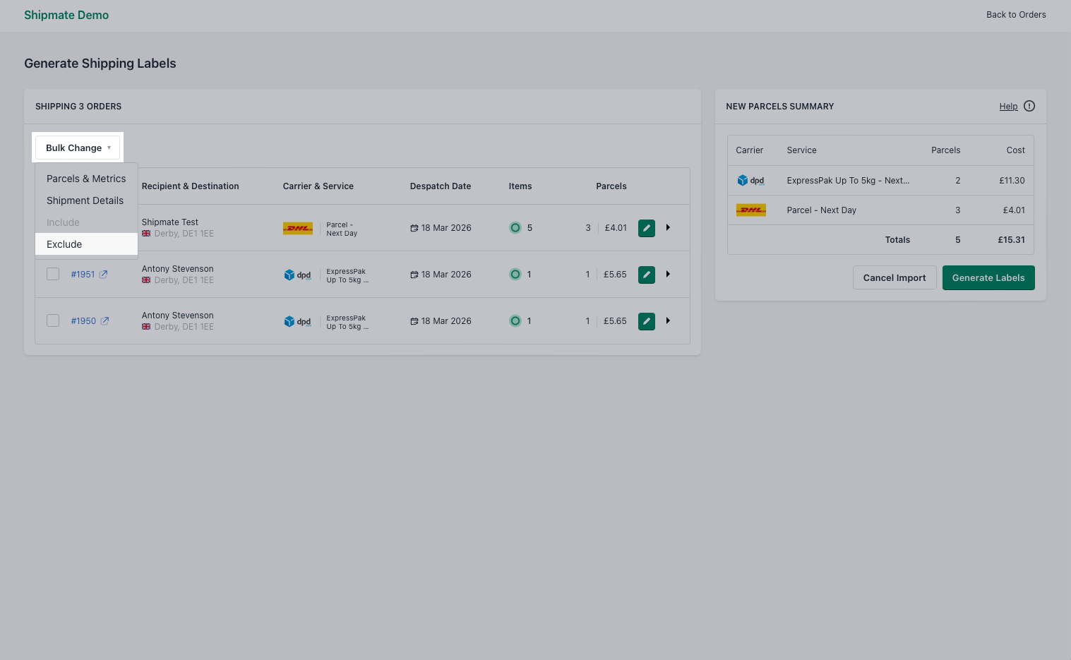 Shipmate - Shopify - Excluding Orders from Import