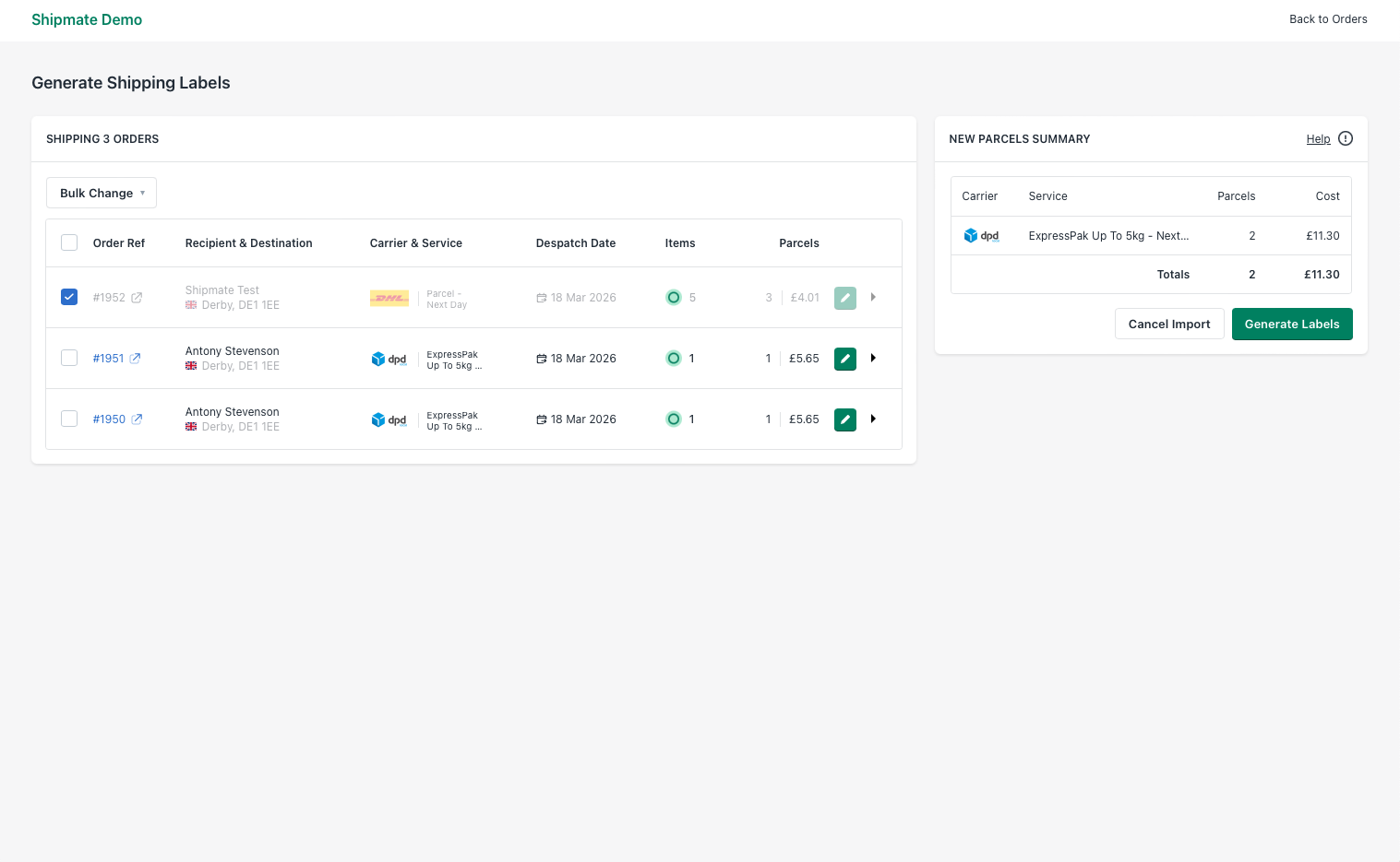 Shipmate - Shopify - Including Orders in Import