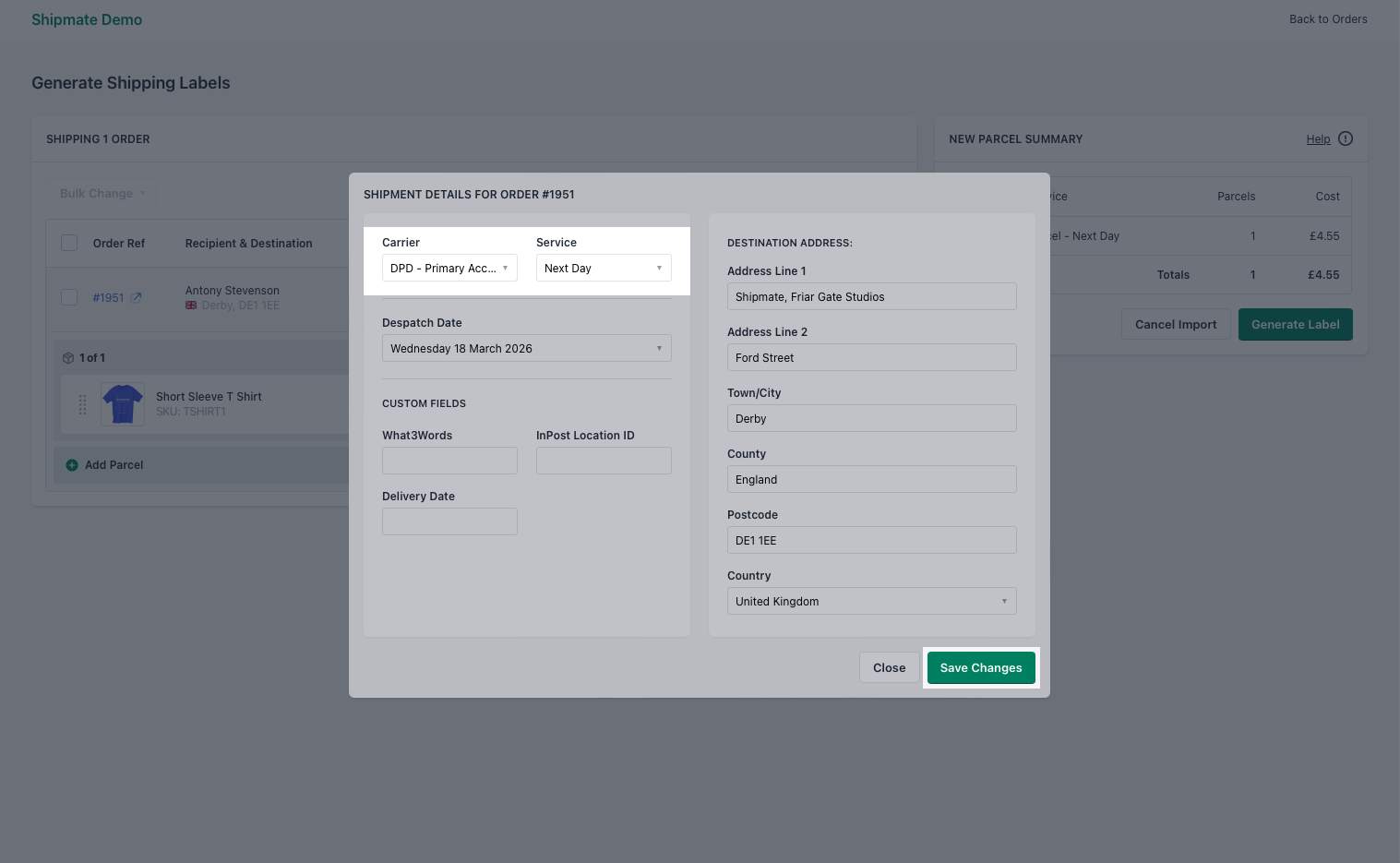 Shipmate - Shopify Plugin - Edit Carrier & Delivery Service