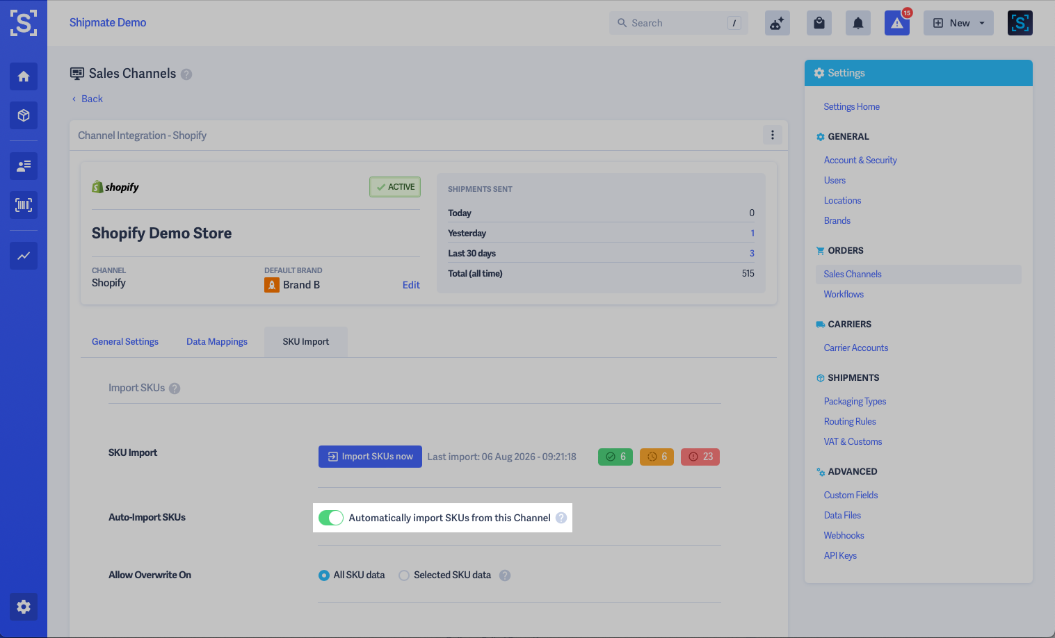 Shipmate - Shopify SKU Import - Auto-Import SKUs