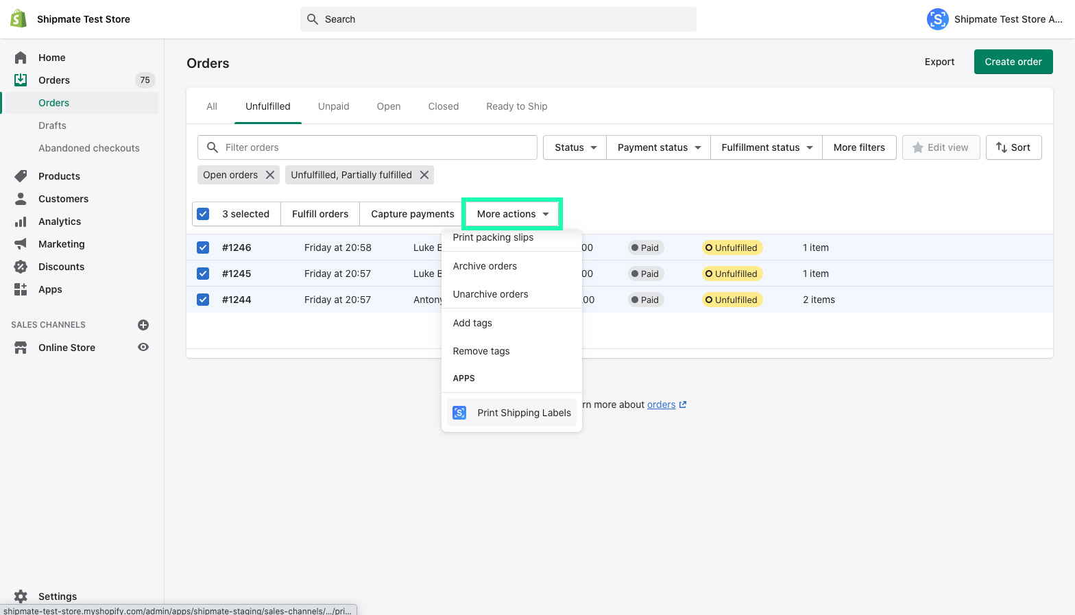 Shopify - More Actions Shopify - More Actions