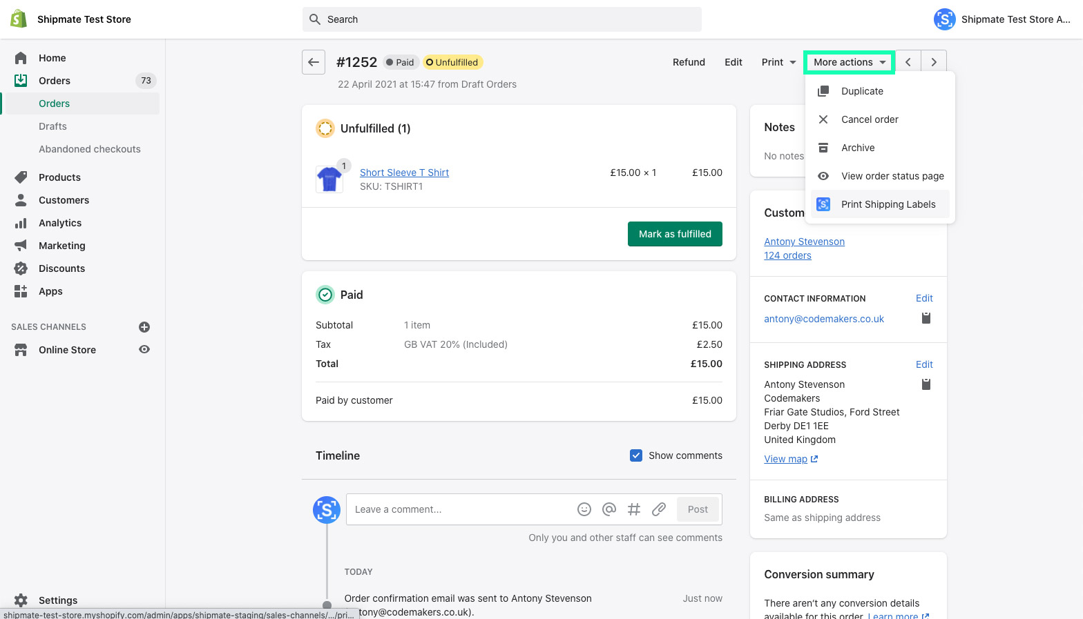 Shopify - More Actions Shopify - More Actions