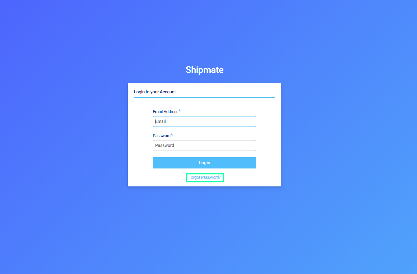 Shipmate - Forgotten Password