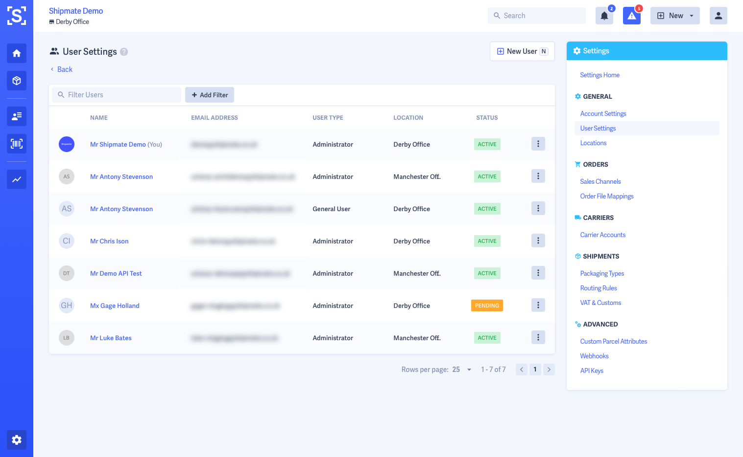 Shipmate - User Settings Shipmate - User Settings