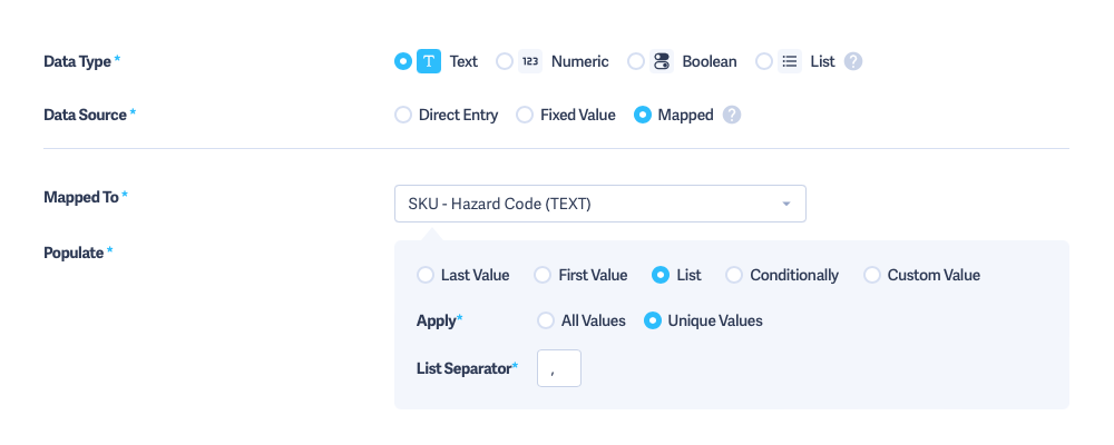 Shipmate - Custom Fields - Mappings (List Example) Shipmate - Custom Fields - Mappings (List Example)