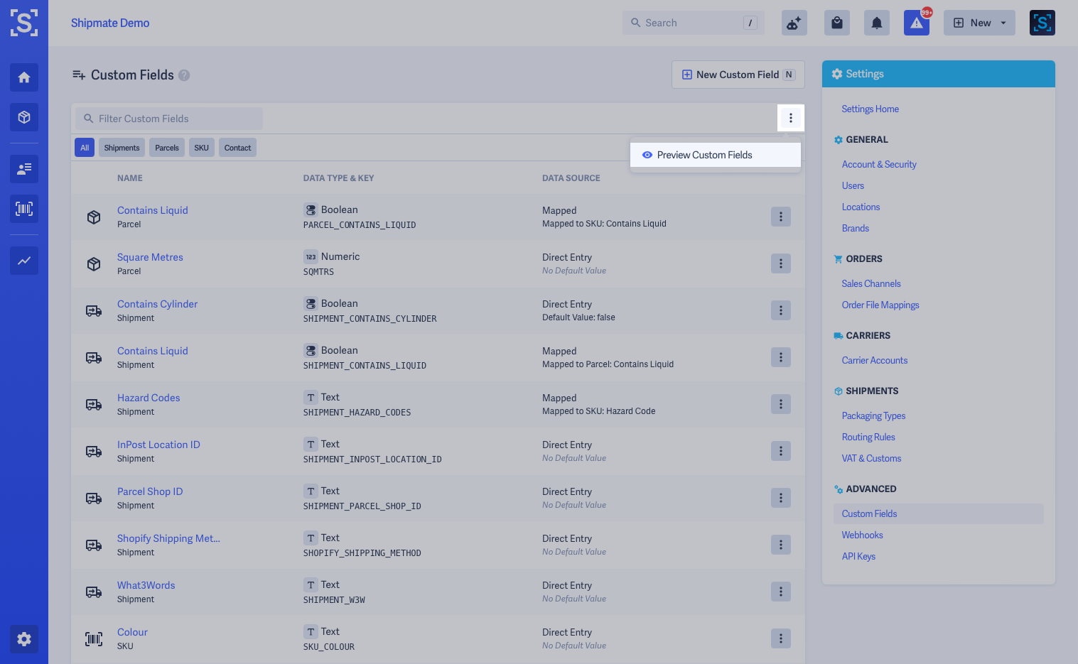 Shipmate - Custom Fields (Preview Custom Fields) Shipmate - Custom Fields (Preview Custom Fields)