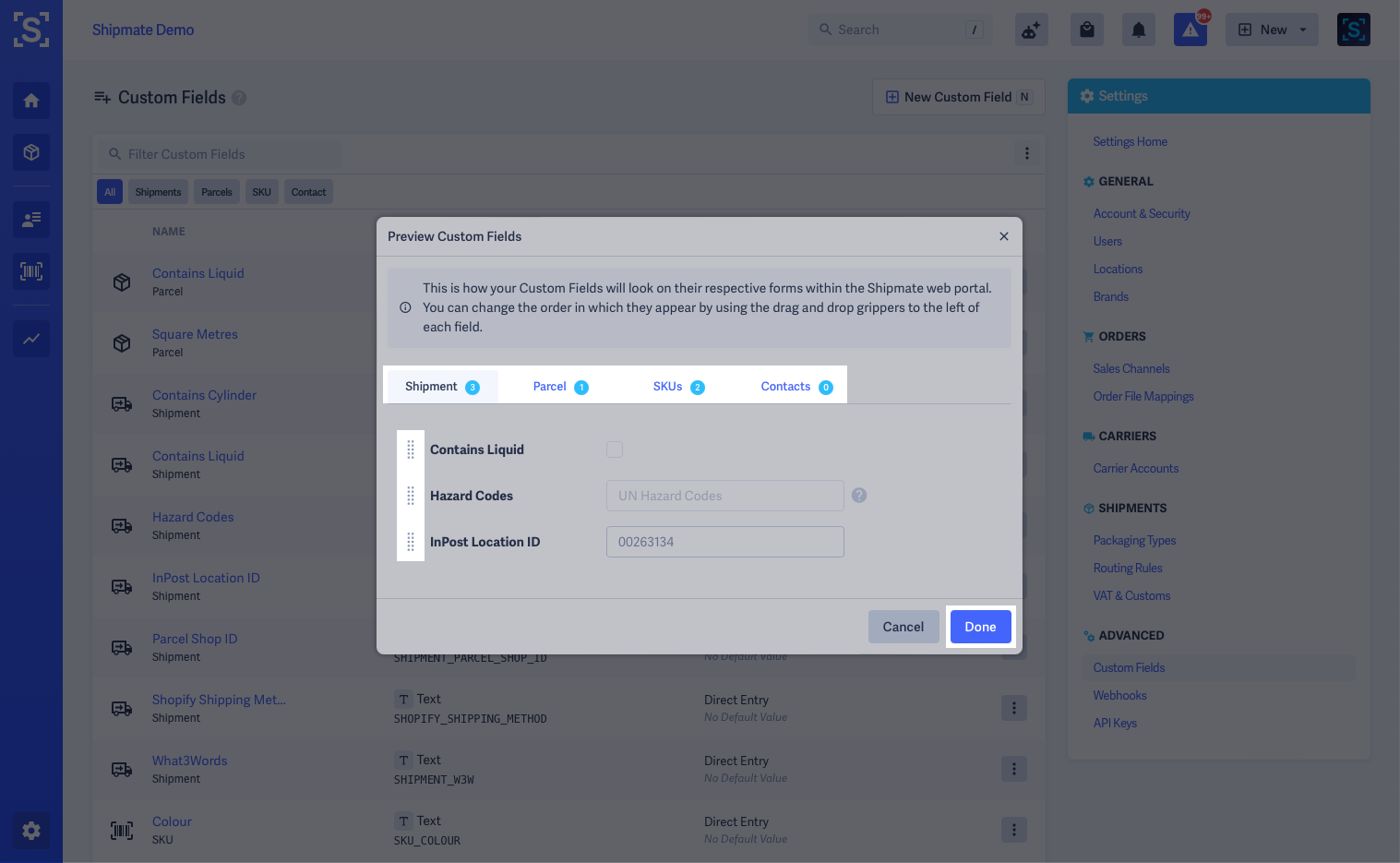 Shipmate - Custom Fields (Preview Custom Fields Popup) Shipmate - Custom Fields (Preview Custom Fields Popup)