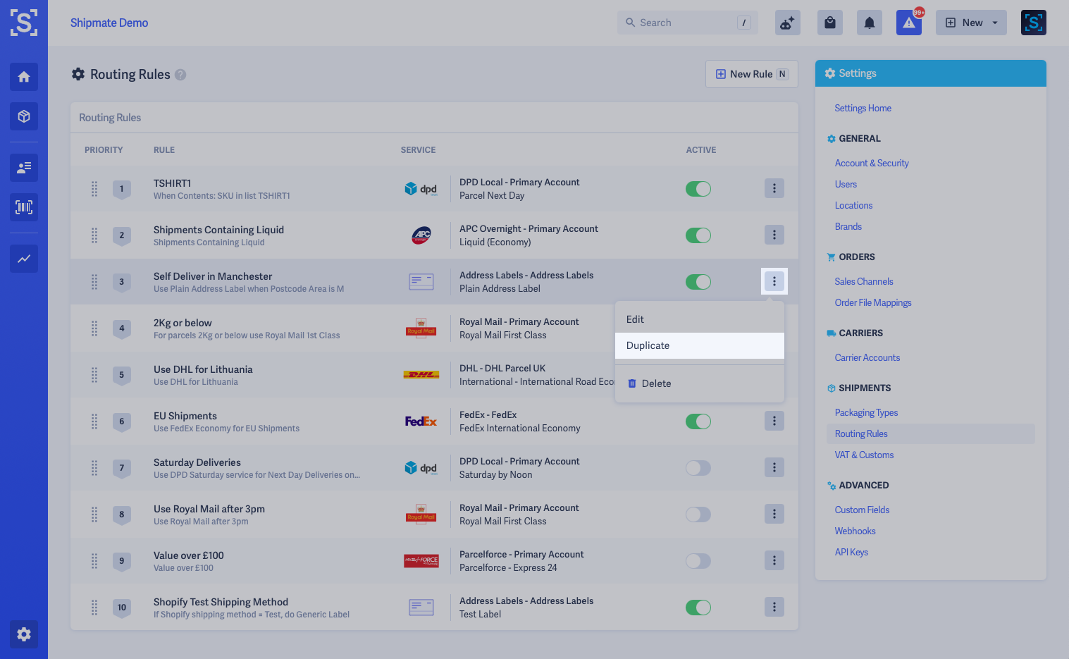 Shipmate - Settings - Routing Rules Enabled Toggle Shipmate - Settings - Routing Rules Enabled Toggle