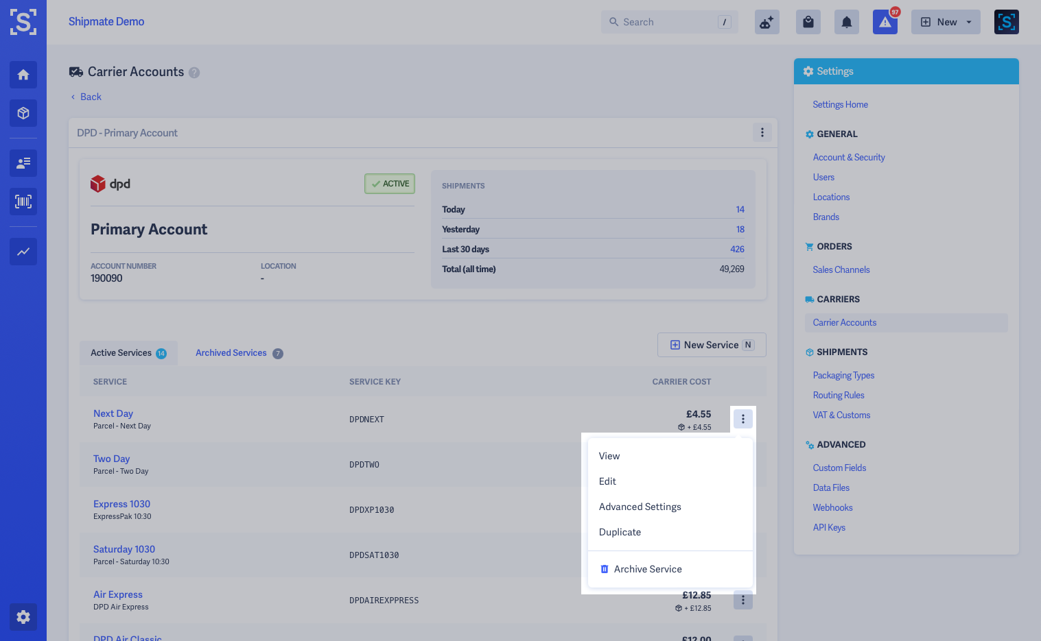 Shipmate - Delivery Service Key highlighted