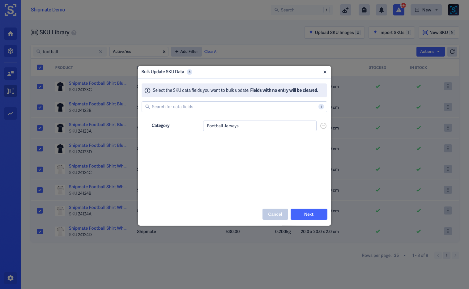 Shipmate - SKU Library - SKU Bulk Updater - Update Values