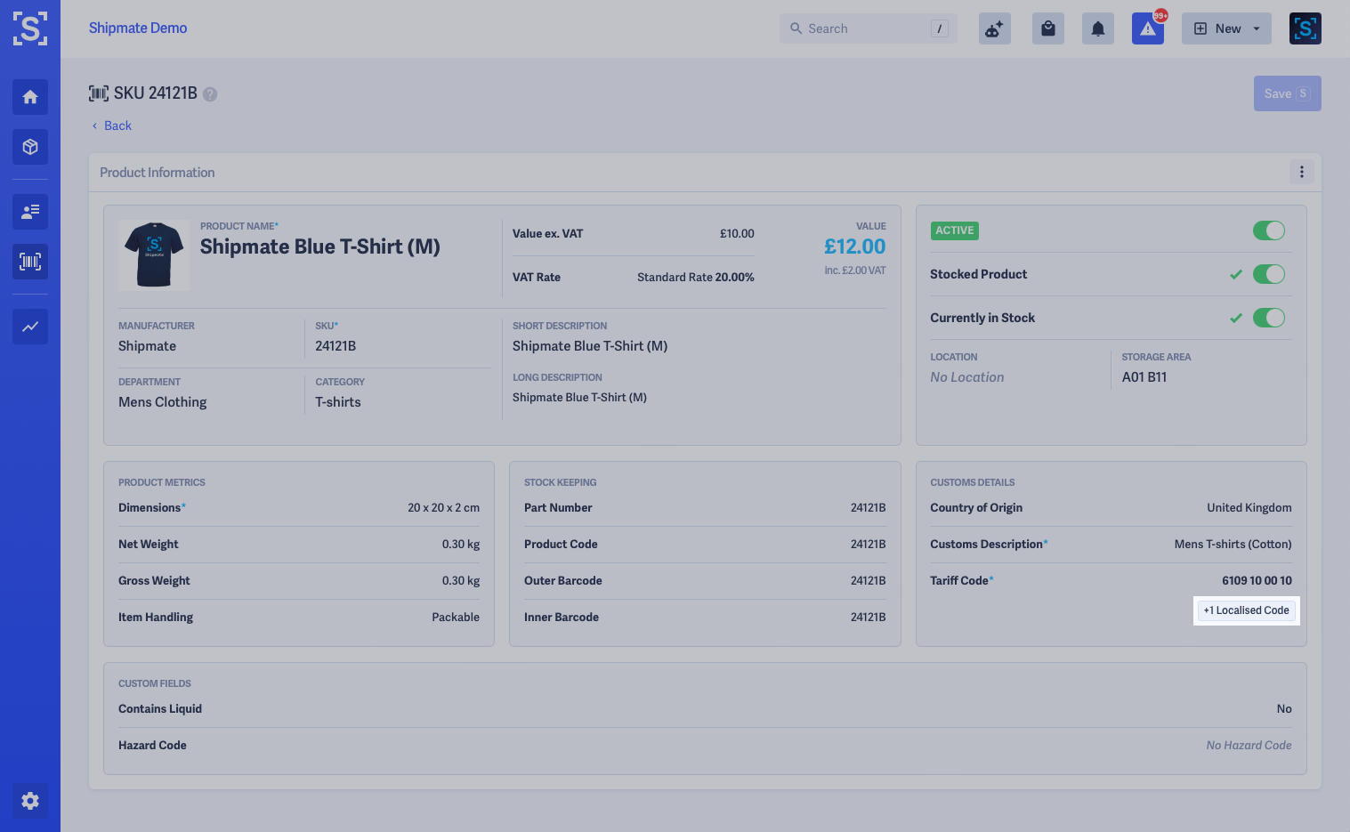 Shipmate - SKU Library - Single SKU - Localised Codes Shown