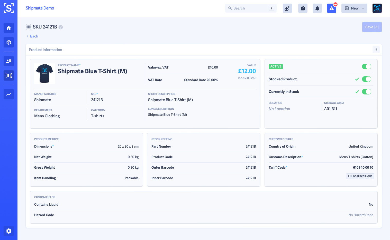 Shipmate - SKU Library - Single SKU - Localised Codes Shown