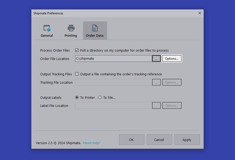 shipmate Order File Options Highlighted shipmate Order File Options Highlighted