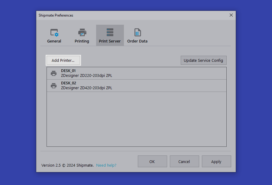 Shipmate Print Server for Windows Shipmate Print Server for Windows
