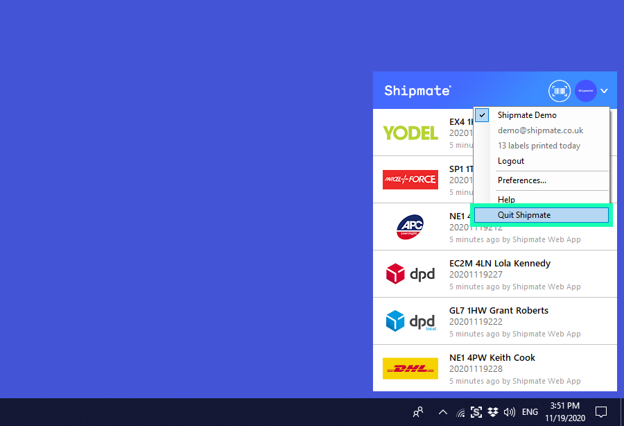 shipmate Windows Quit shipmate Windows Quit