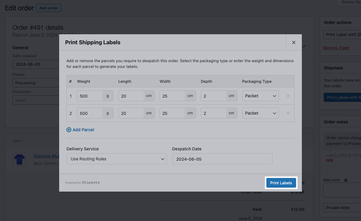 WooCommerce - Shipmate Plugin - Ship Single Order - Print Labels Button WooCommerce - Shipmate Plugin - Ship Single Order - Print Labels Button