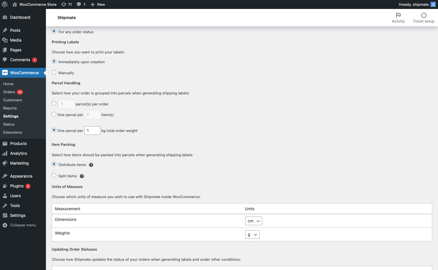 Shipmate - WooCommerce Settings - Parcel Handling and Item Packing Options Shipmate - WooCommerce Settings - Parcel Handling and Item Packing Options