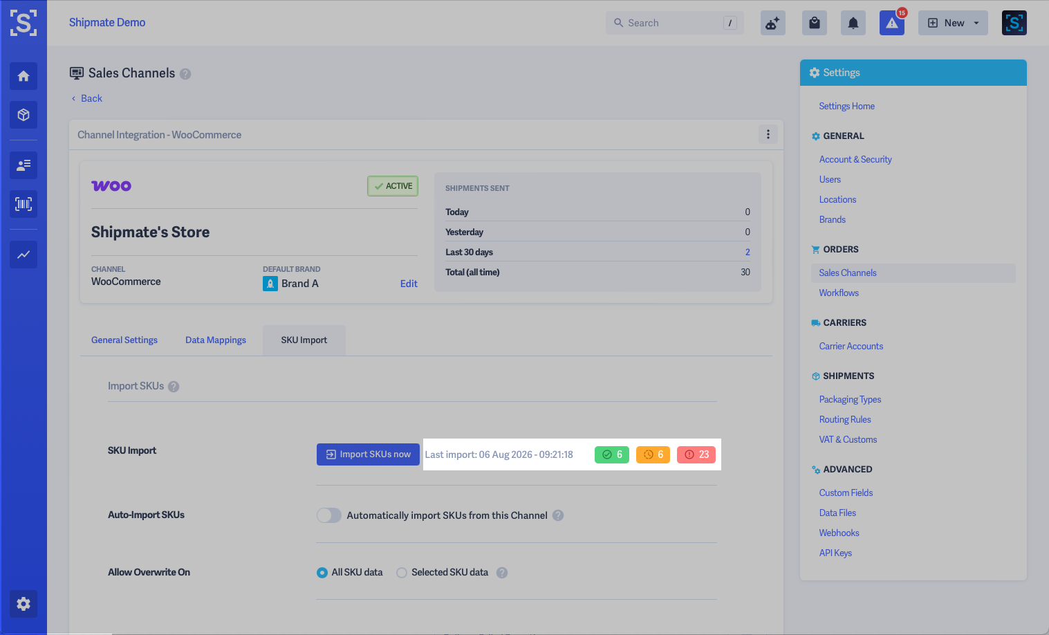 Shipmate - WooCommerce SKU Import - Import Summary