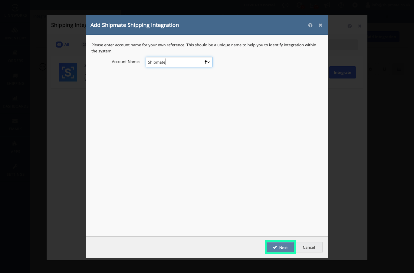 Linnworks - Add Shipmate Shipping Integrations - Step 4