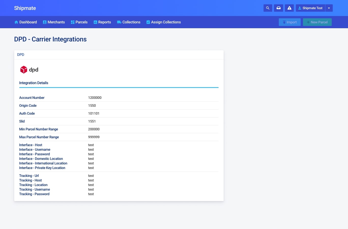 Shipmate - Your Account - Viewing Carrier Configurations