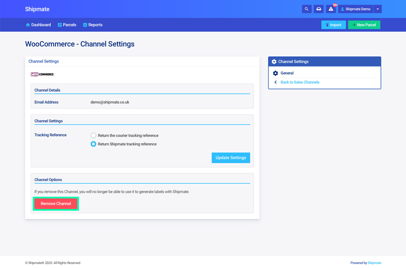 Shipmate - WooCommerce - Remove Channel