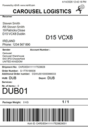 Print sample parcel labels