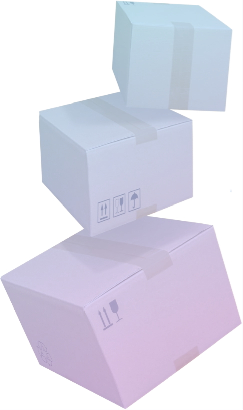 Three parcels representing a modern logistics stack